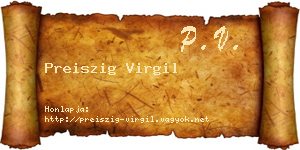 Preiszig Virgil névjegykártya